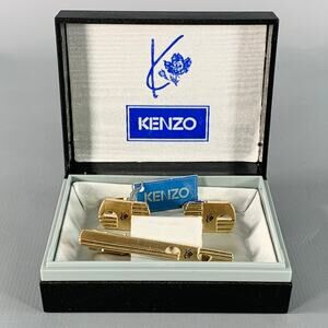 KENZO Gold Engraved Monogram Metal Cuff Links